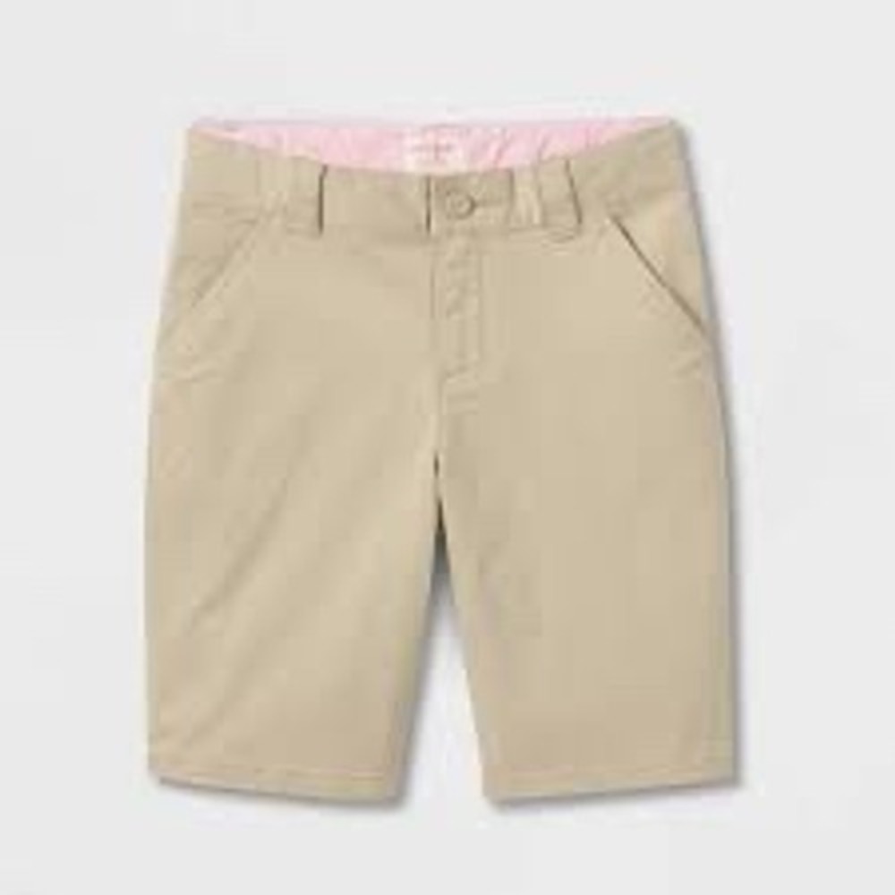 Cat & Jack Girls School Uniform Shorts Beige Stretch Adjustable Waist Size 6 NWT